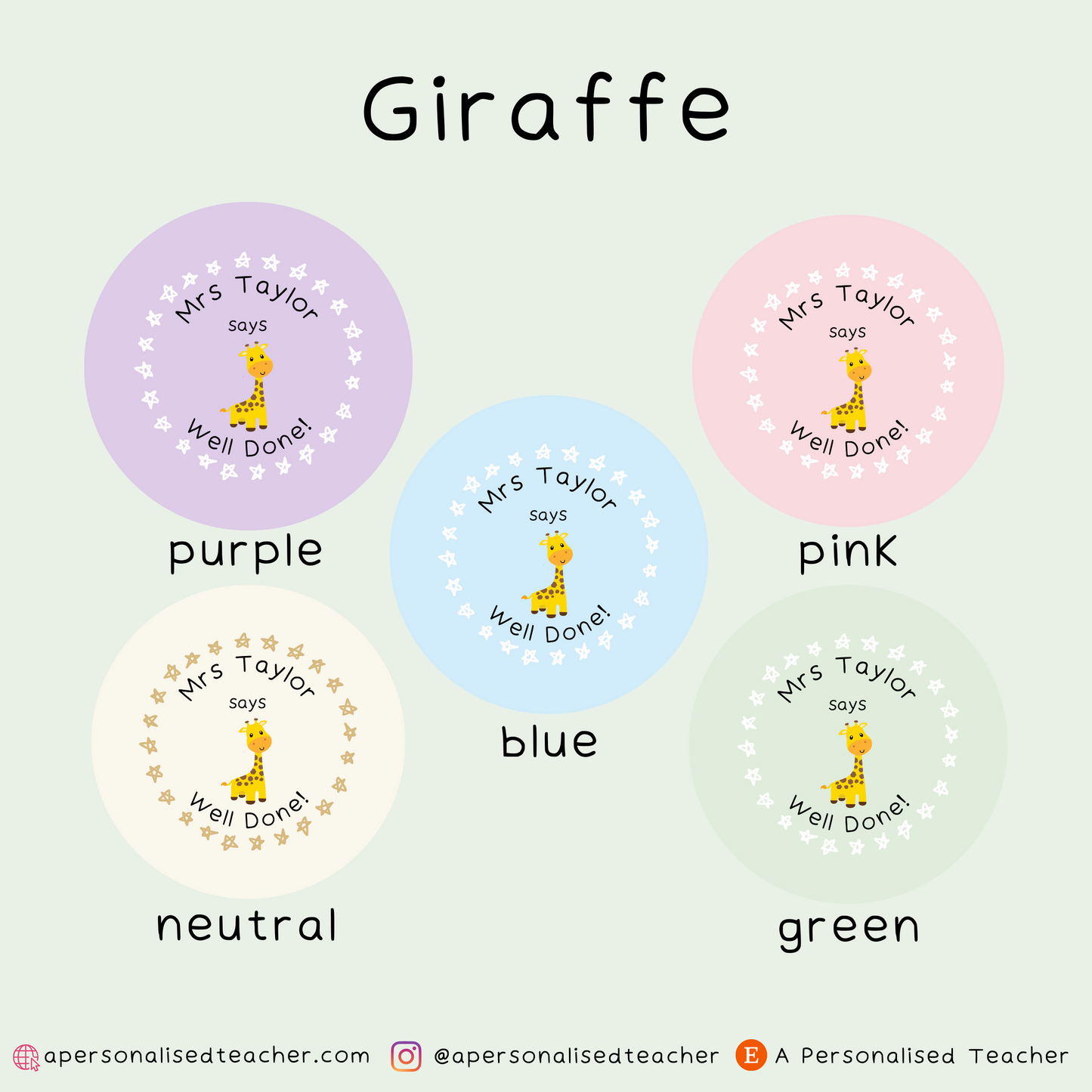 Personalised Animal Pun Teacher Stickers