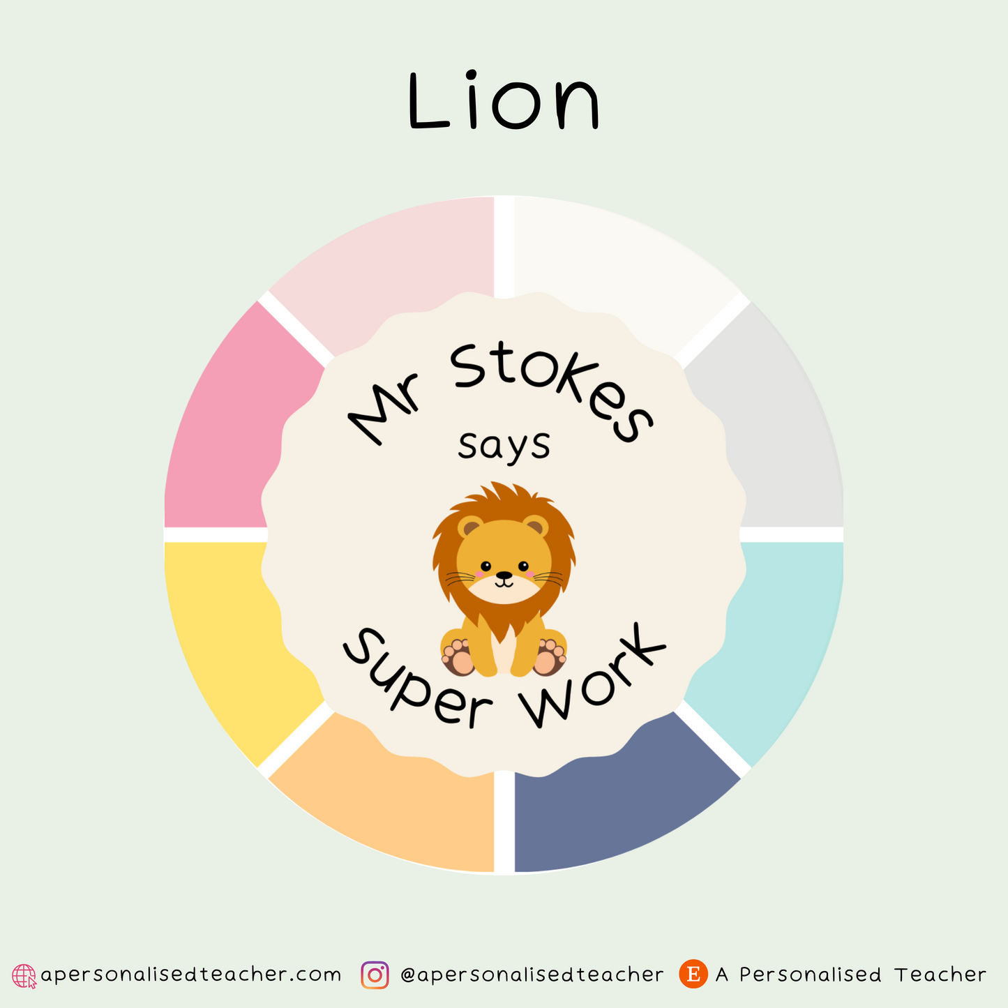 Personalised Rainbow Animal Teacher Stickers