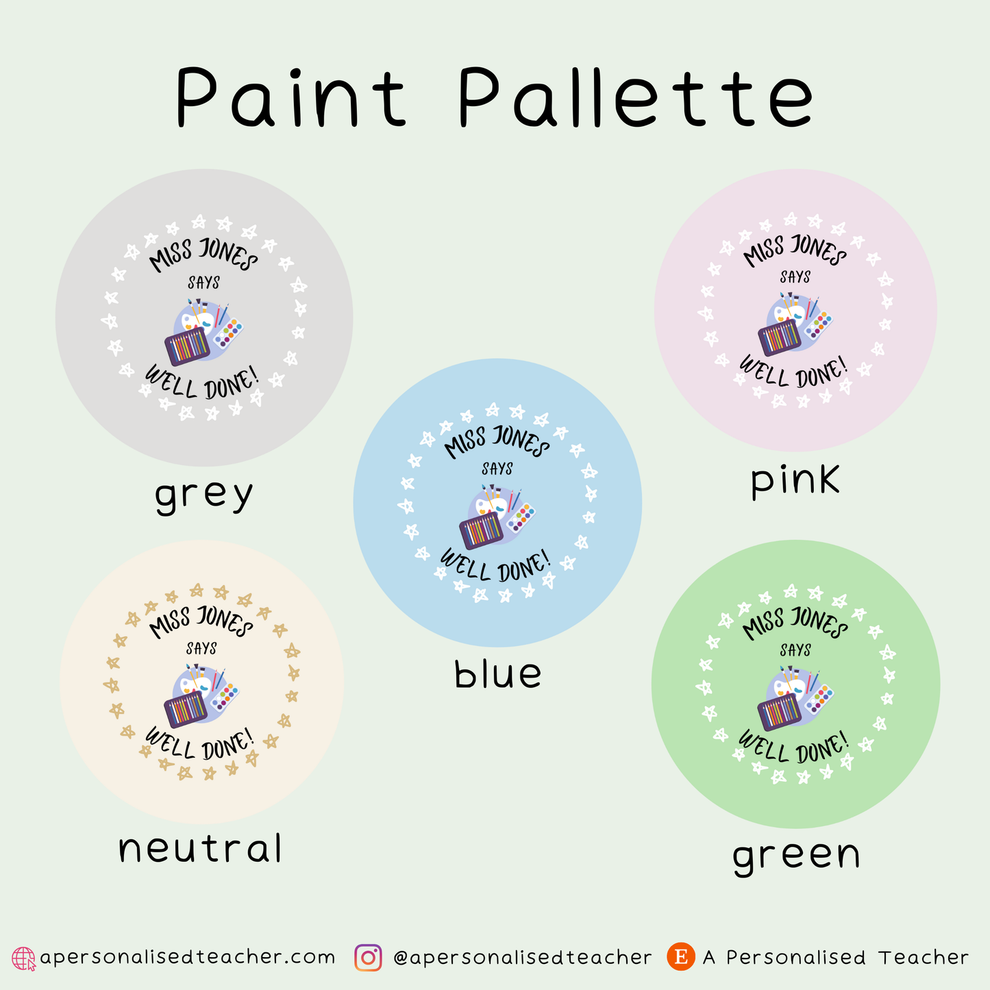 Personalised Art Teacher Reward Matte Stickers