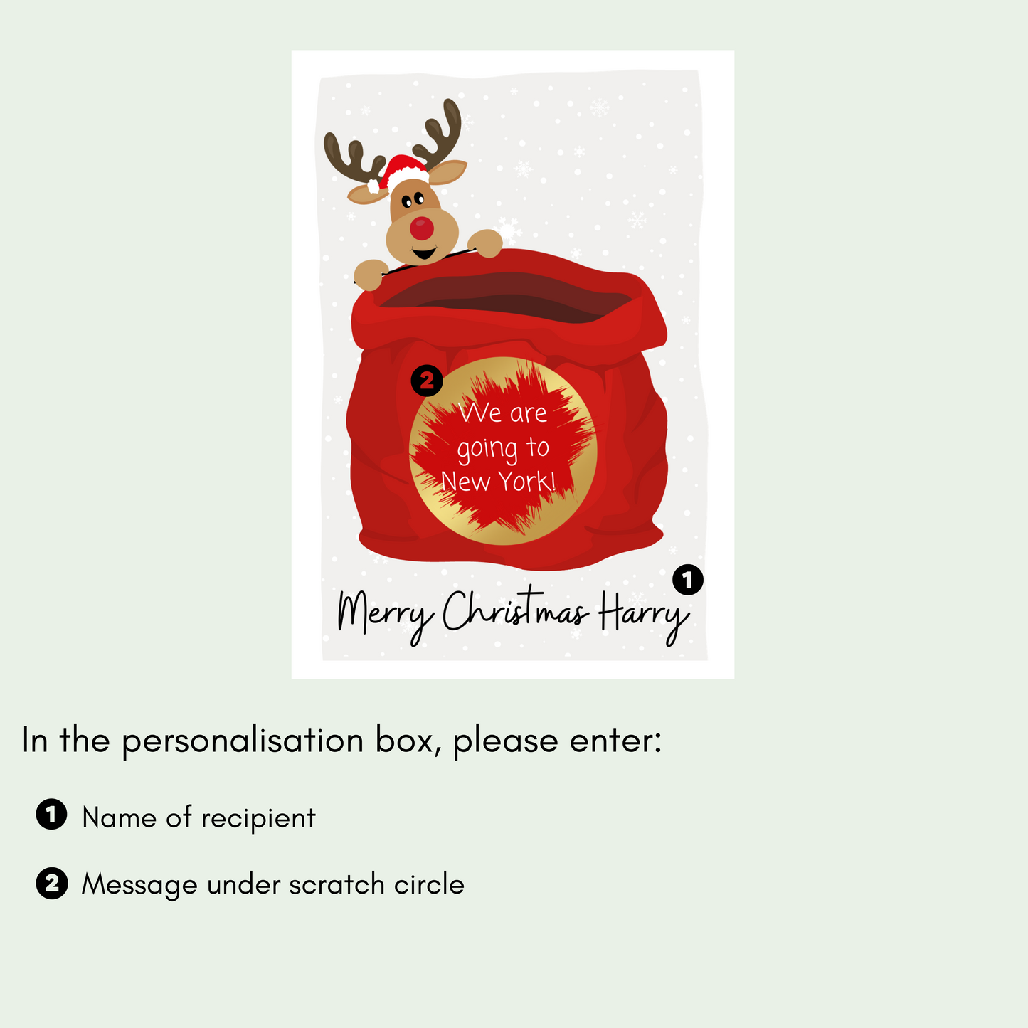 Reindeer & Sack Scratch to Reveal Christmas Card