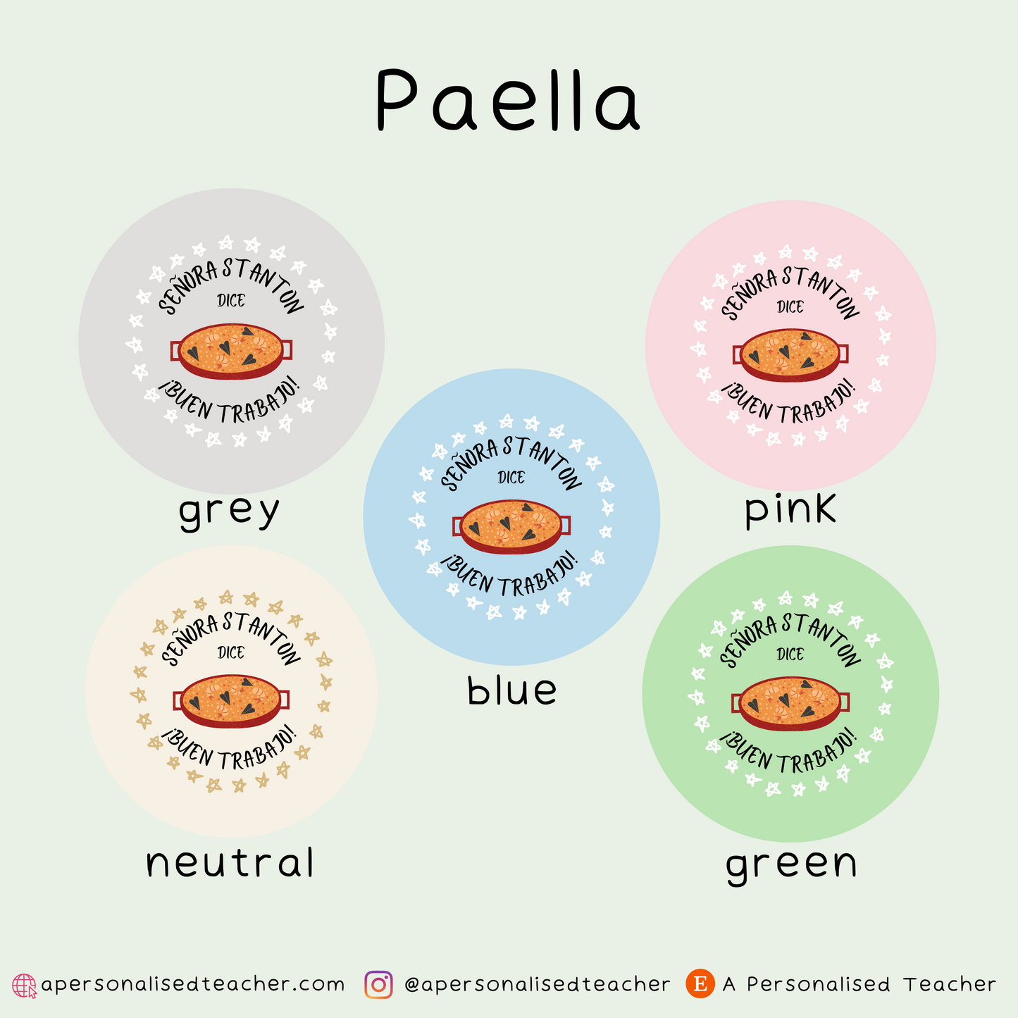 Personalised Spanish Teacher Stickers