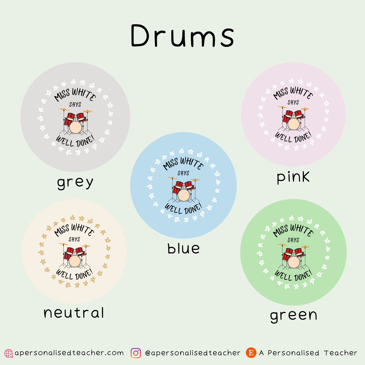 Personalised Music Teacher Stickers