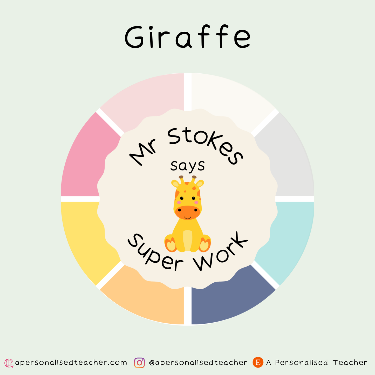 Personalised Rainbow Animal Teacher Stickers
