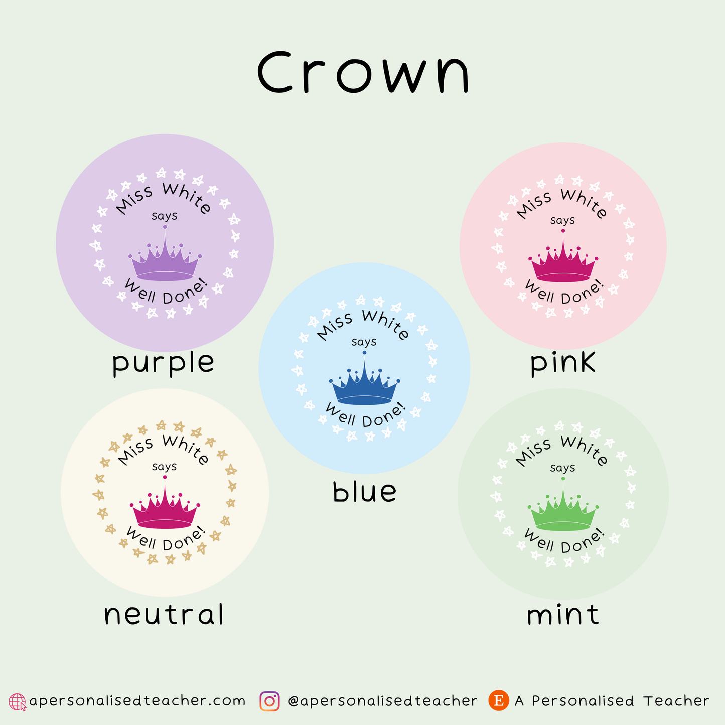 Personalised Unicorn-Princess Teacher Stickers
