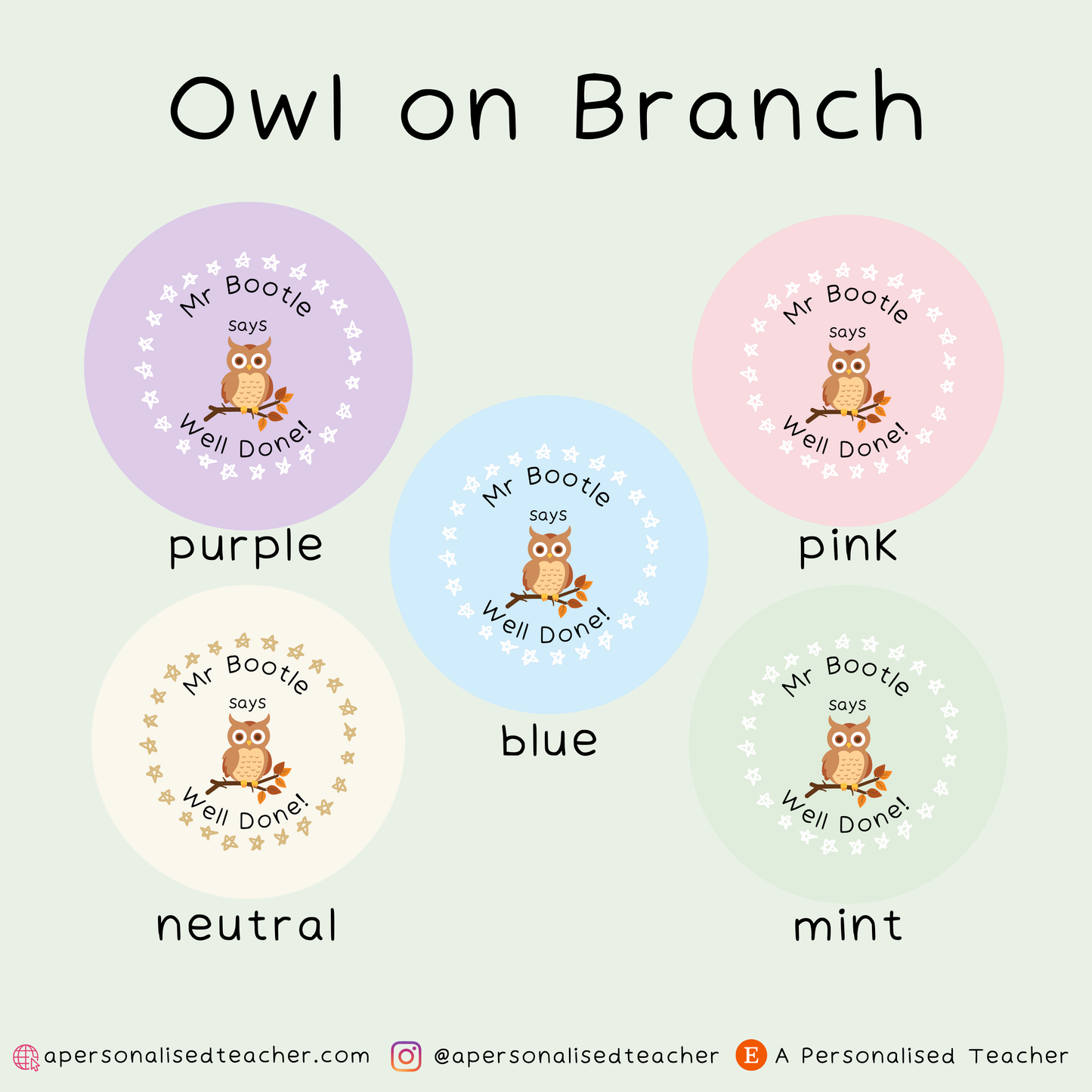 Personalised Owl Teacher Stickers