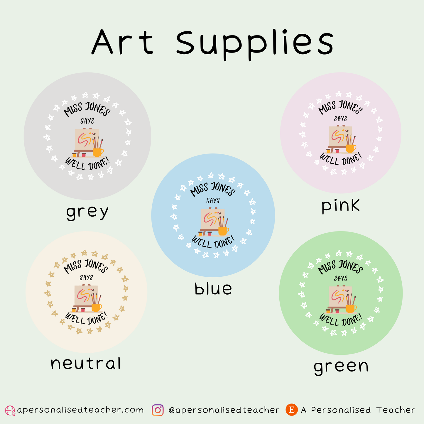 Personalised Art Teacher Reward Matte Stickers