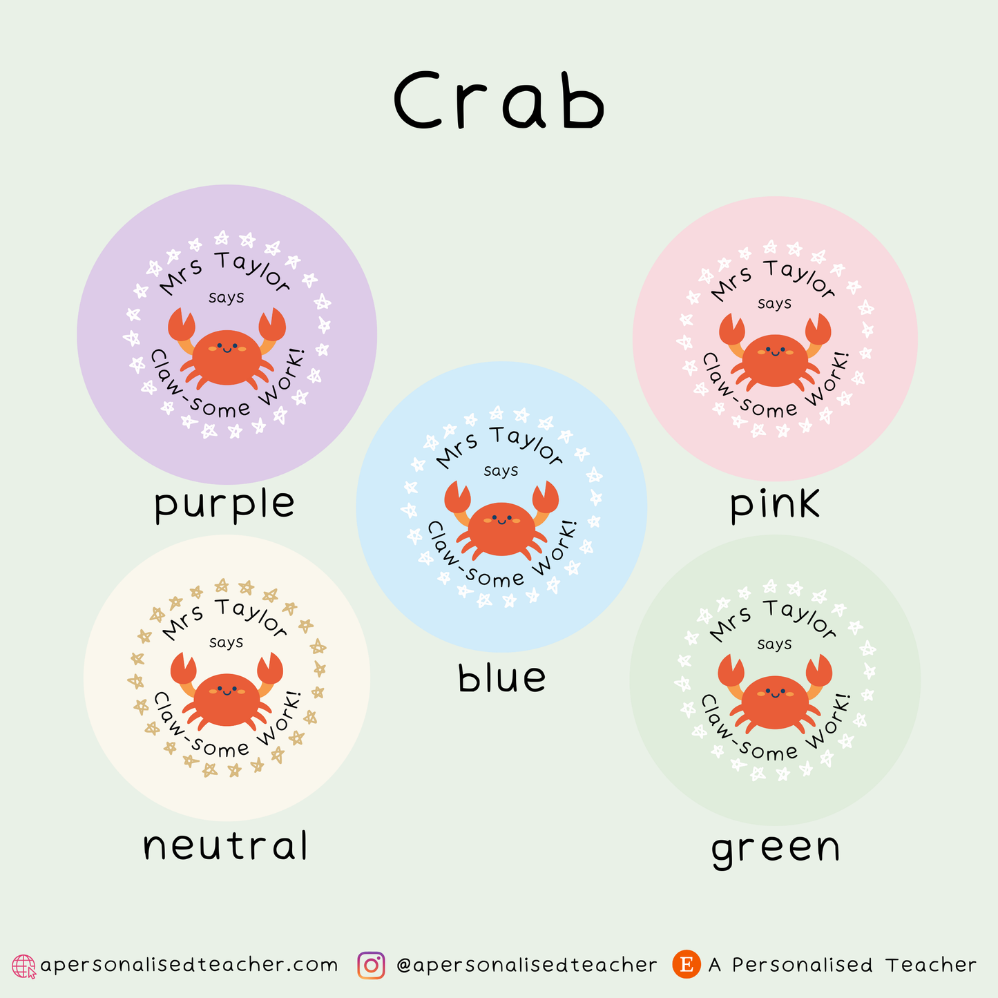 Personalised Animal Pun Teacher Stickers
