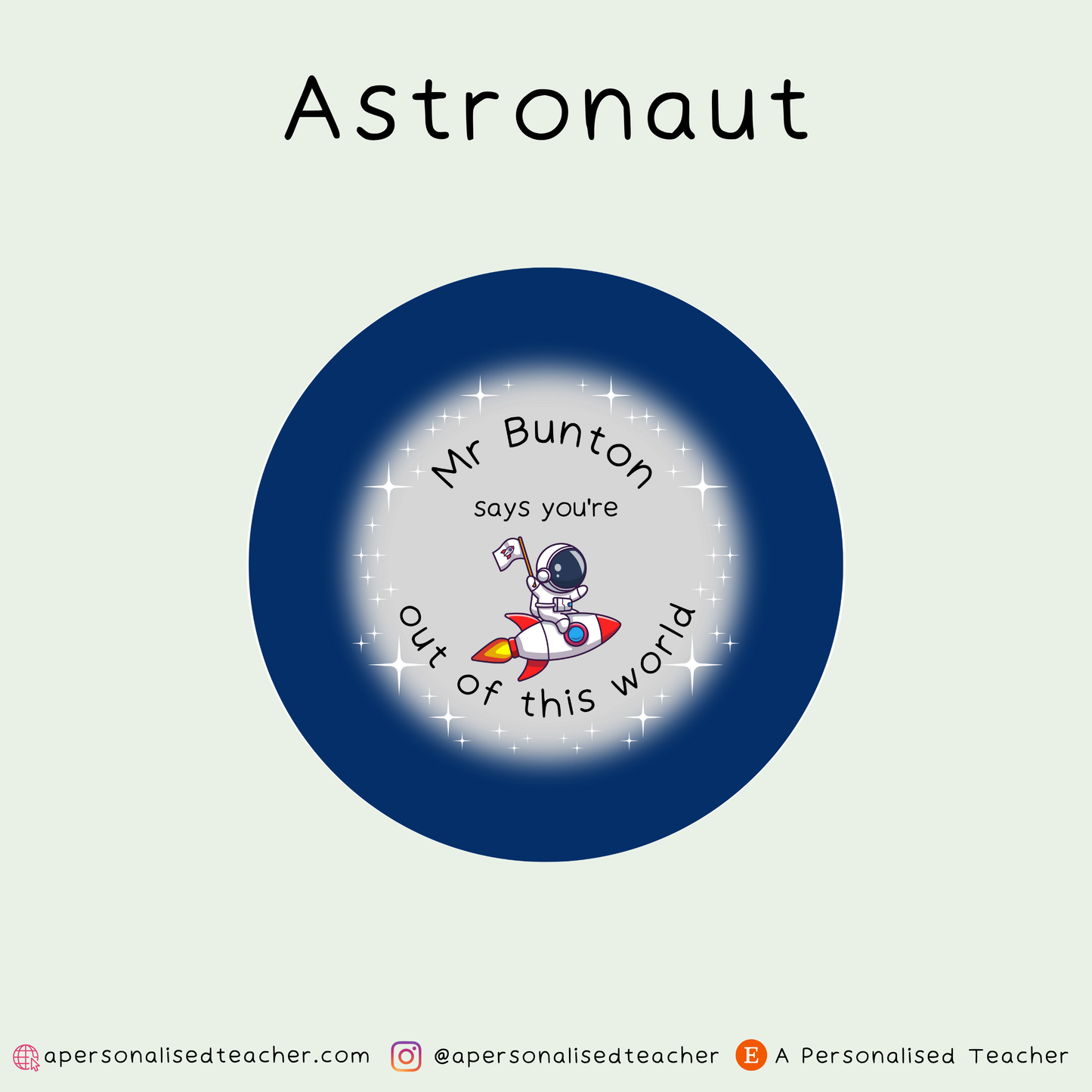 Personalised Out of this World Space Themed Teacher Stickers