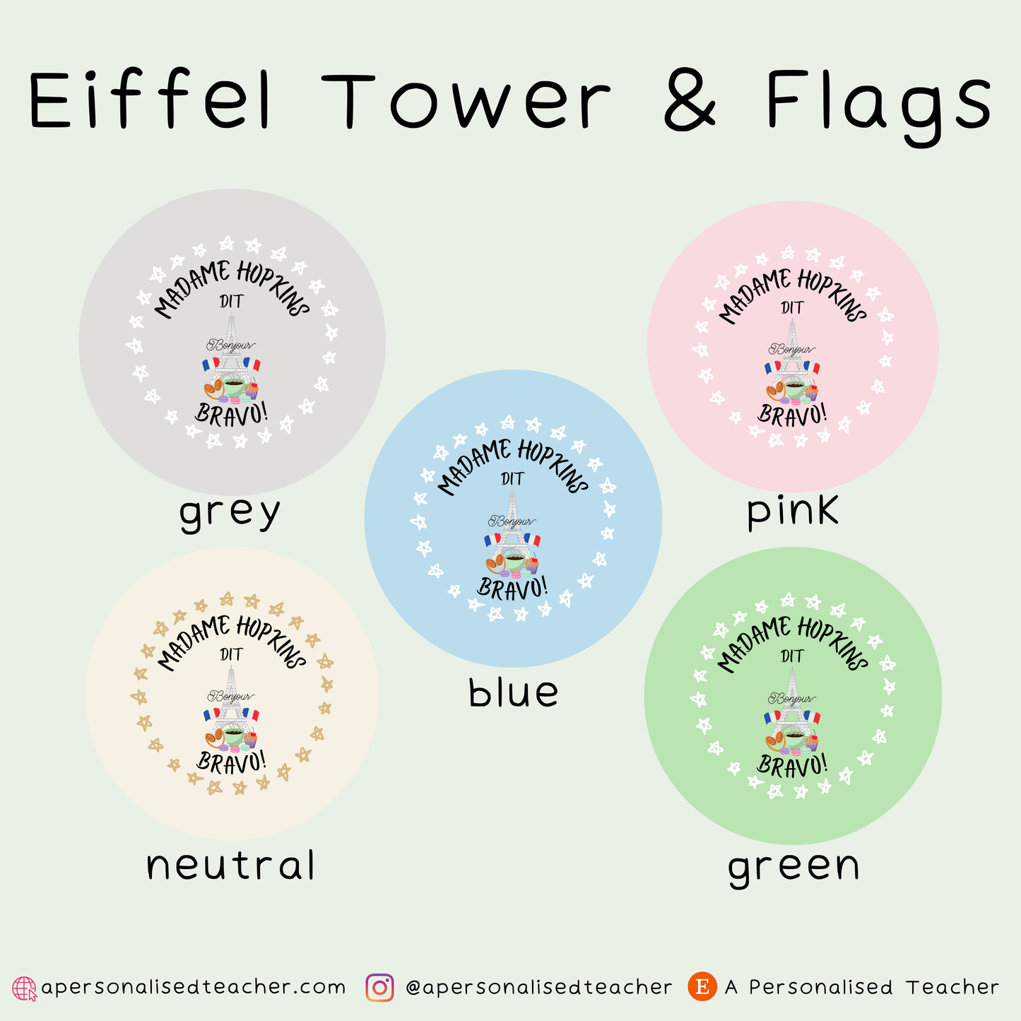 Personalised French Teacher Stickers