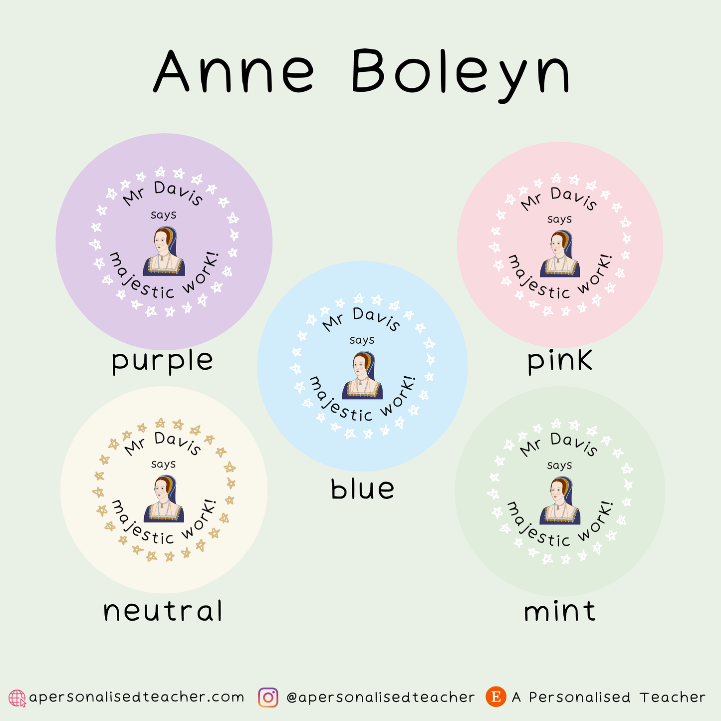 Personalised Monarch Teacher Stickers