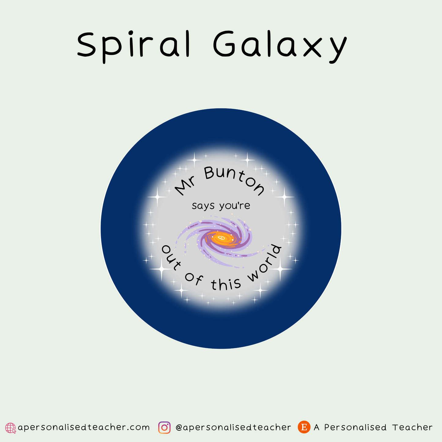 Personalised Out of this World Space Themed Teacher Stickers