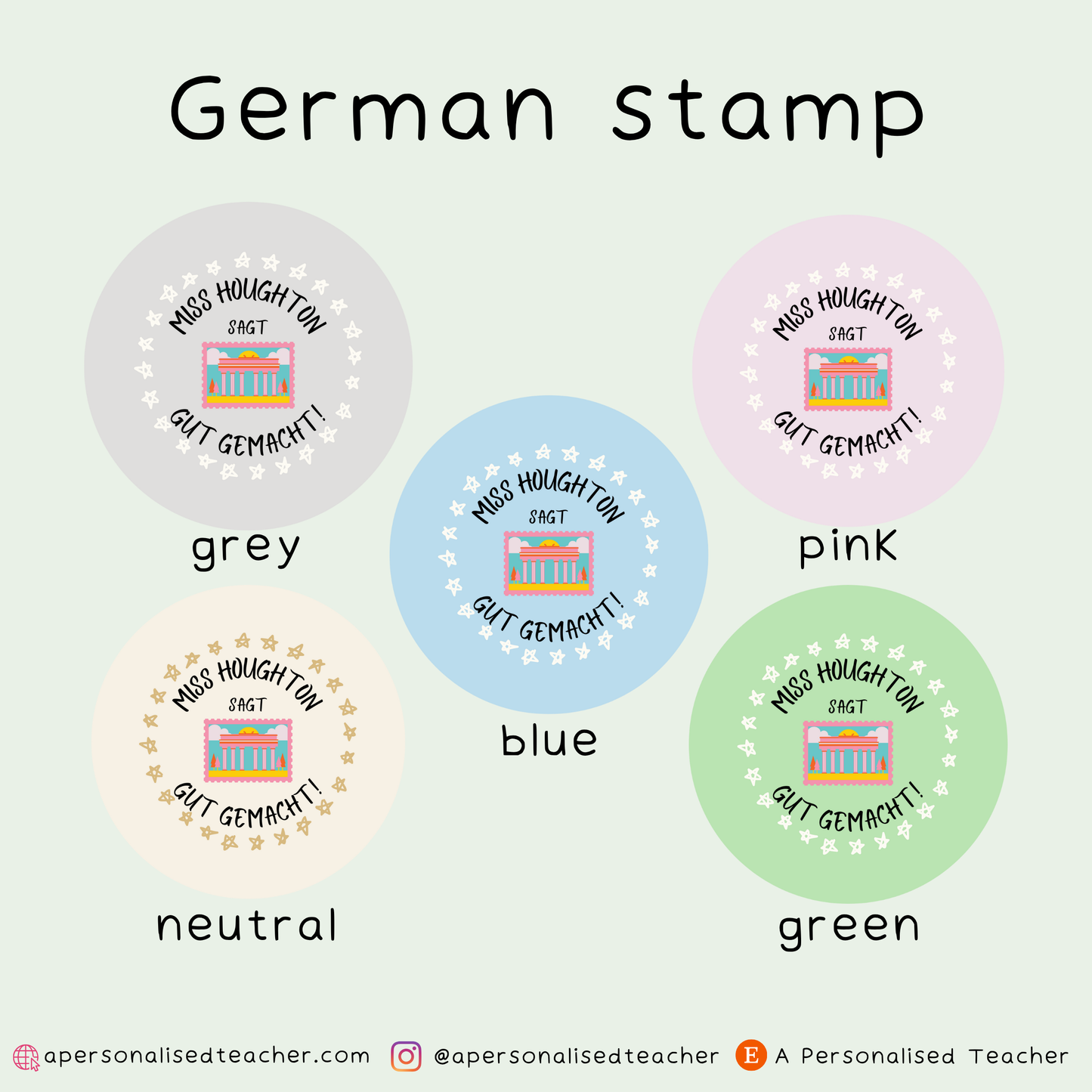 Personalised German Teacher Stickers