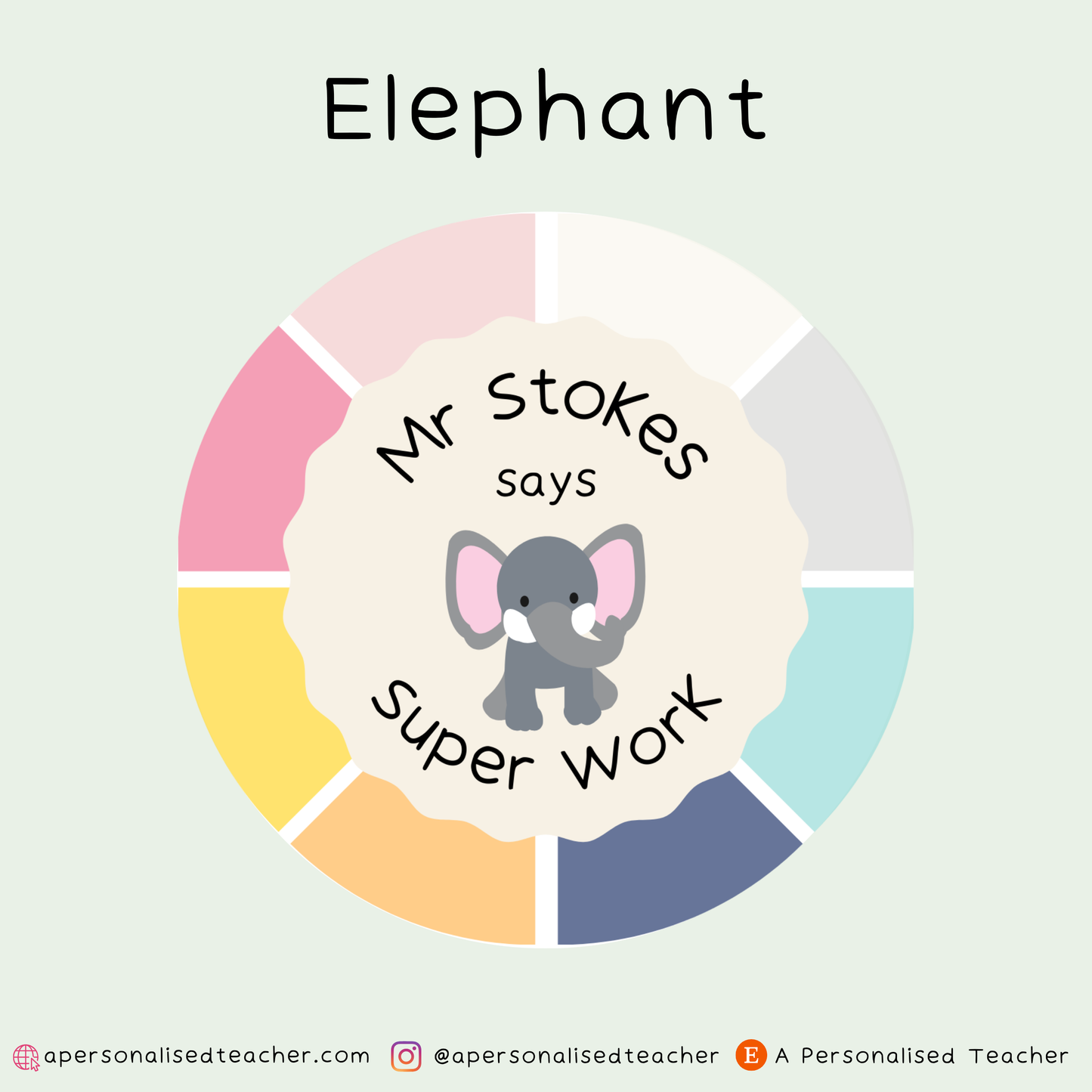 Personalised Rainbow Animal Teacher Stickers