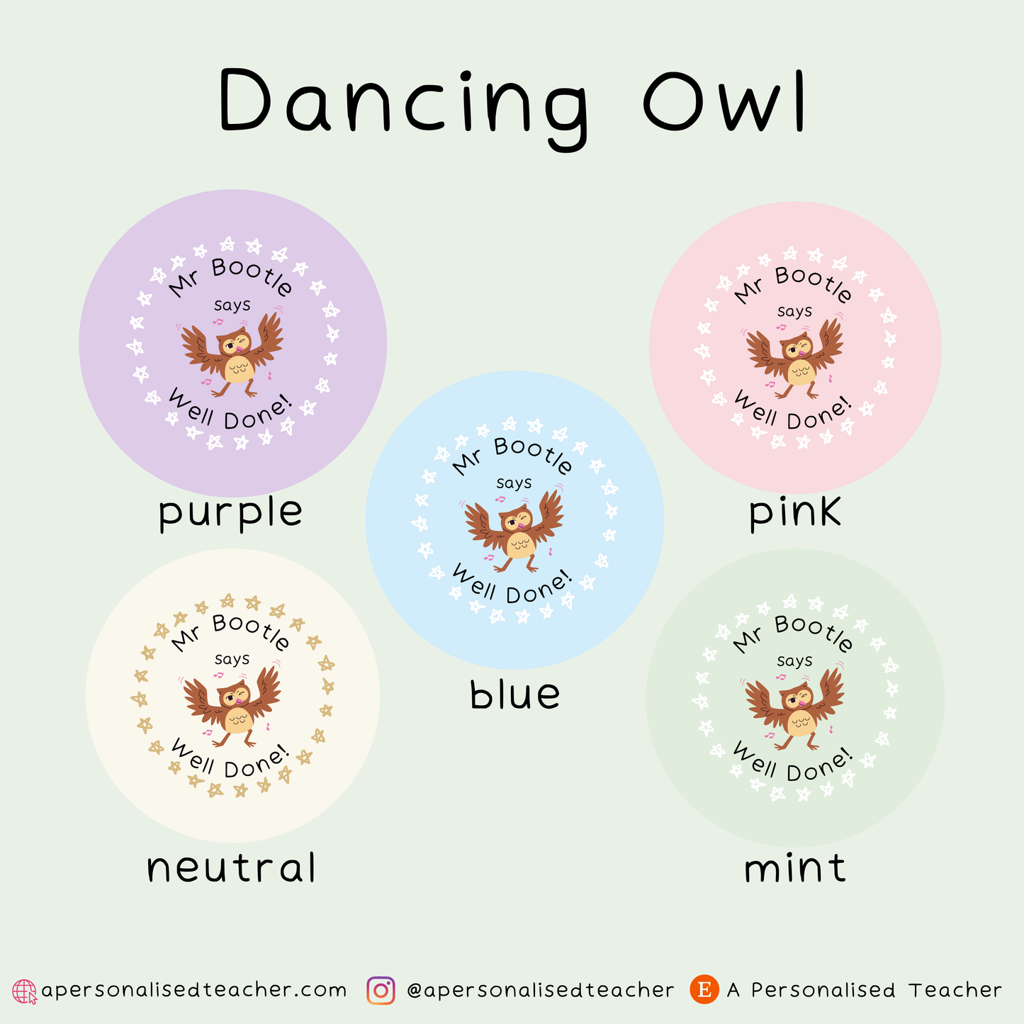 Personalised Owl Teacher Stickers