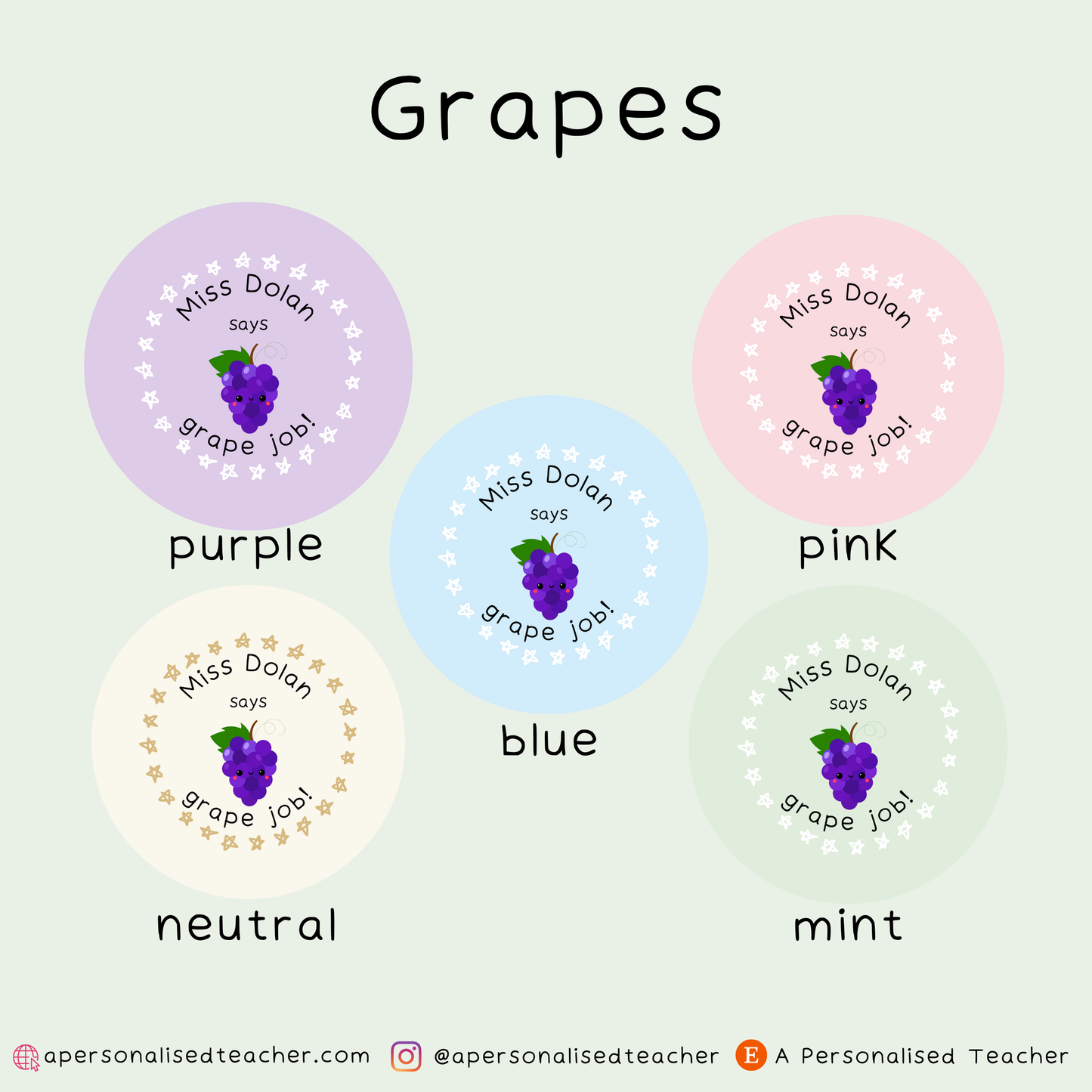 Personalised Fruit Pun Teacher Stickers