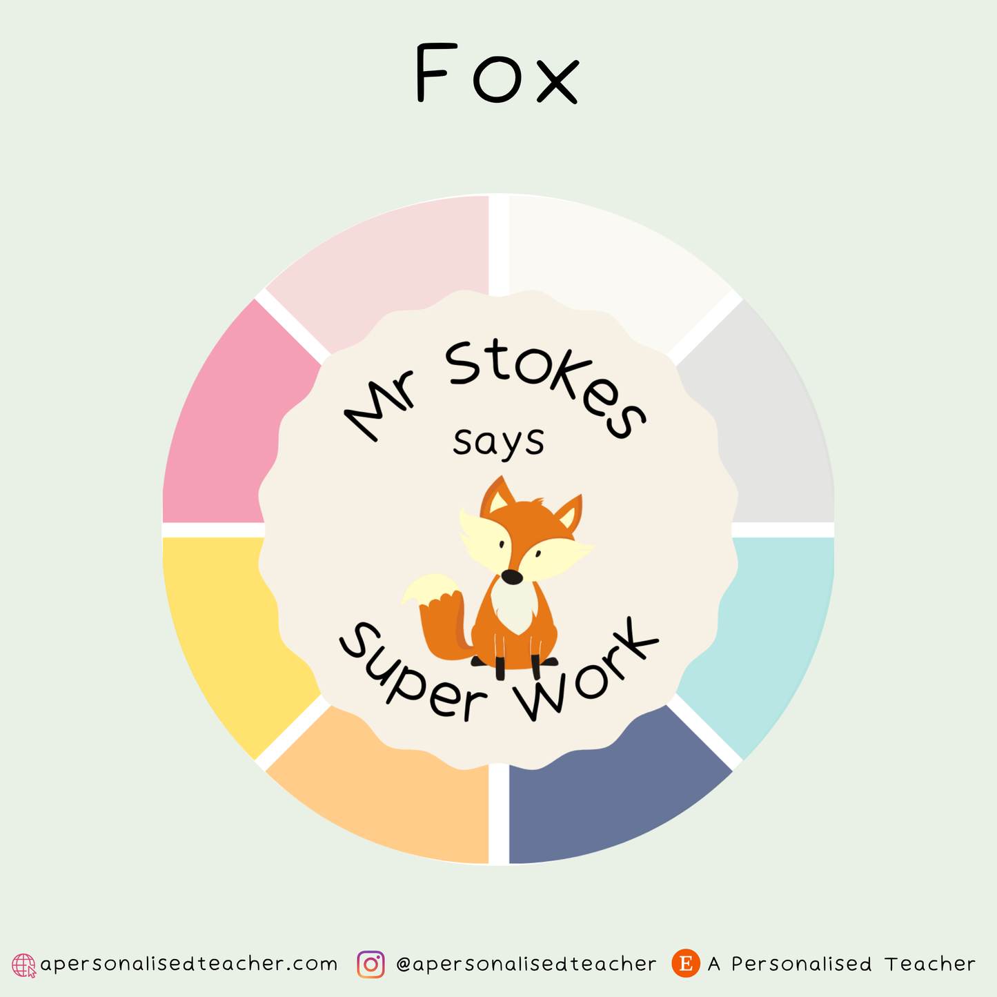 Personalised Rainbow Animal Teacher Stickers