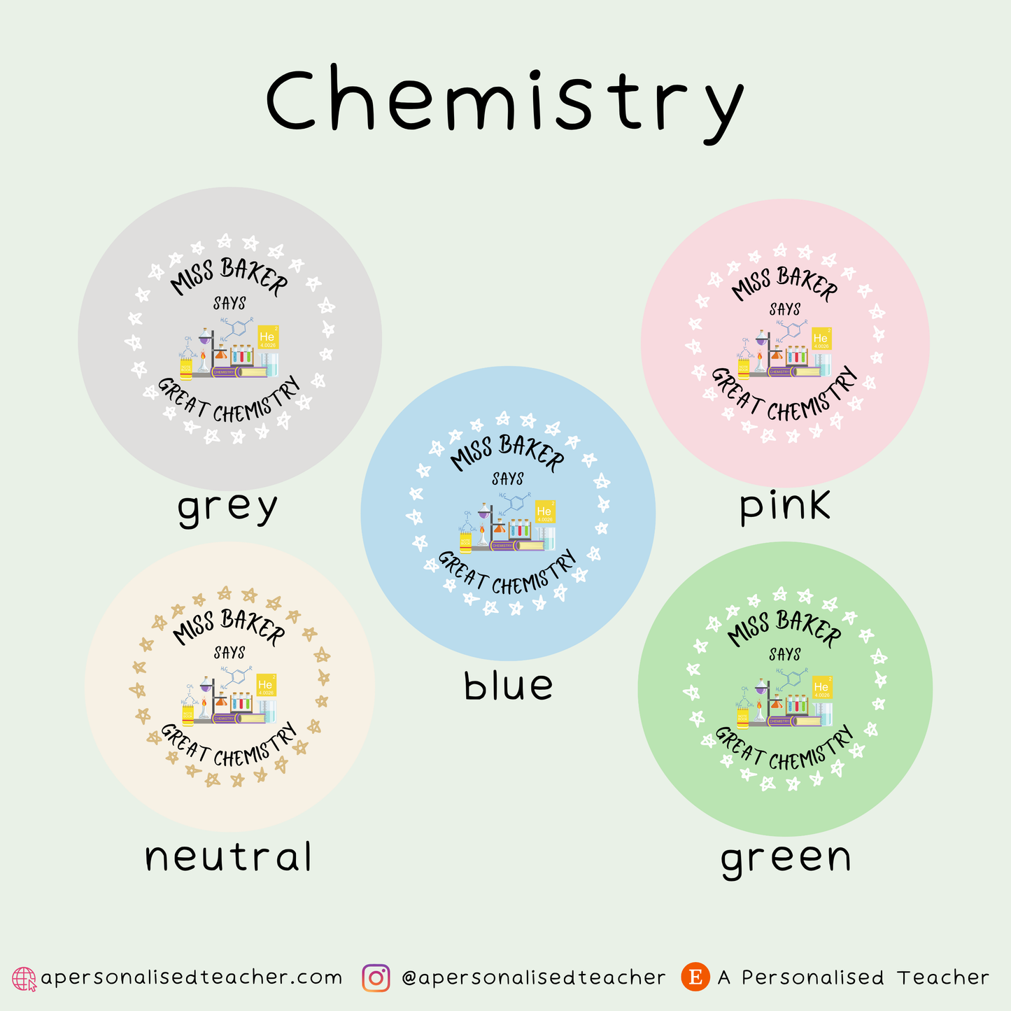 Personalised Chemistry Teacher Stickers