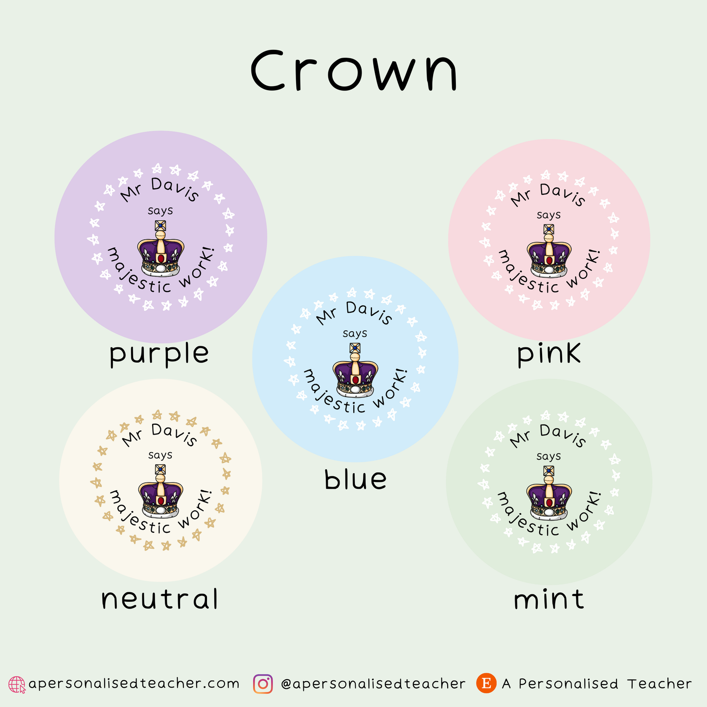 Personalised Monarch Teacher Stickers