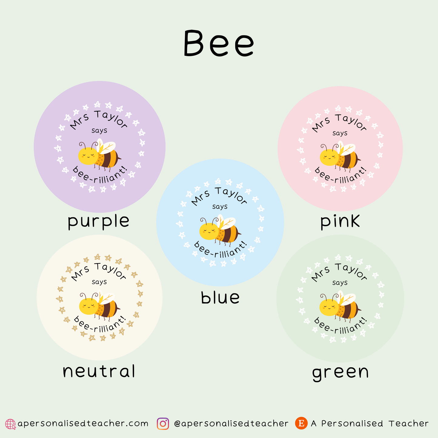 Personalised Animal Pun Teacher Stickers