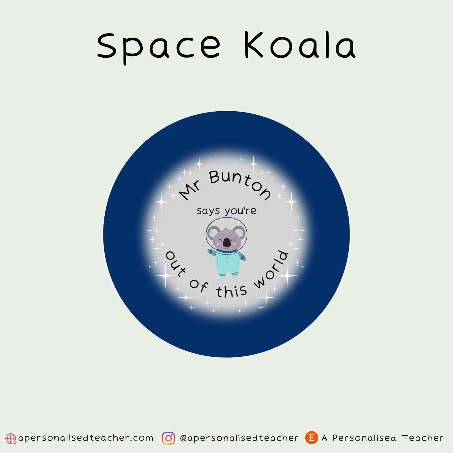 Personalised Out of this World Space Themed Teacher Stickers