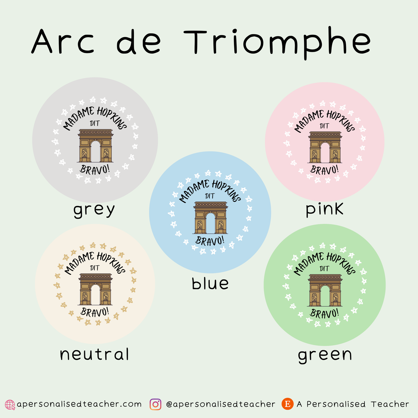 Personalised French Teacher Stickers