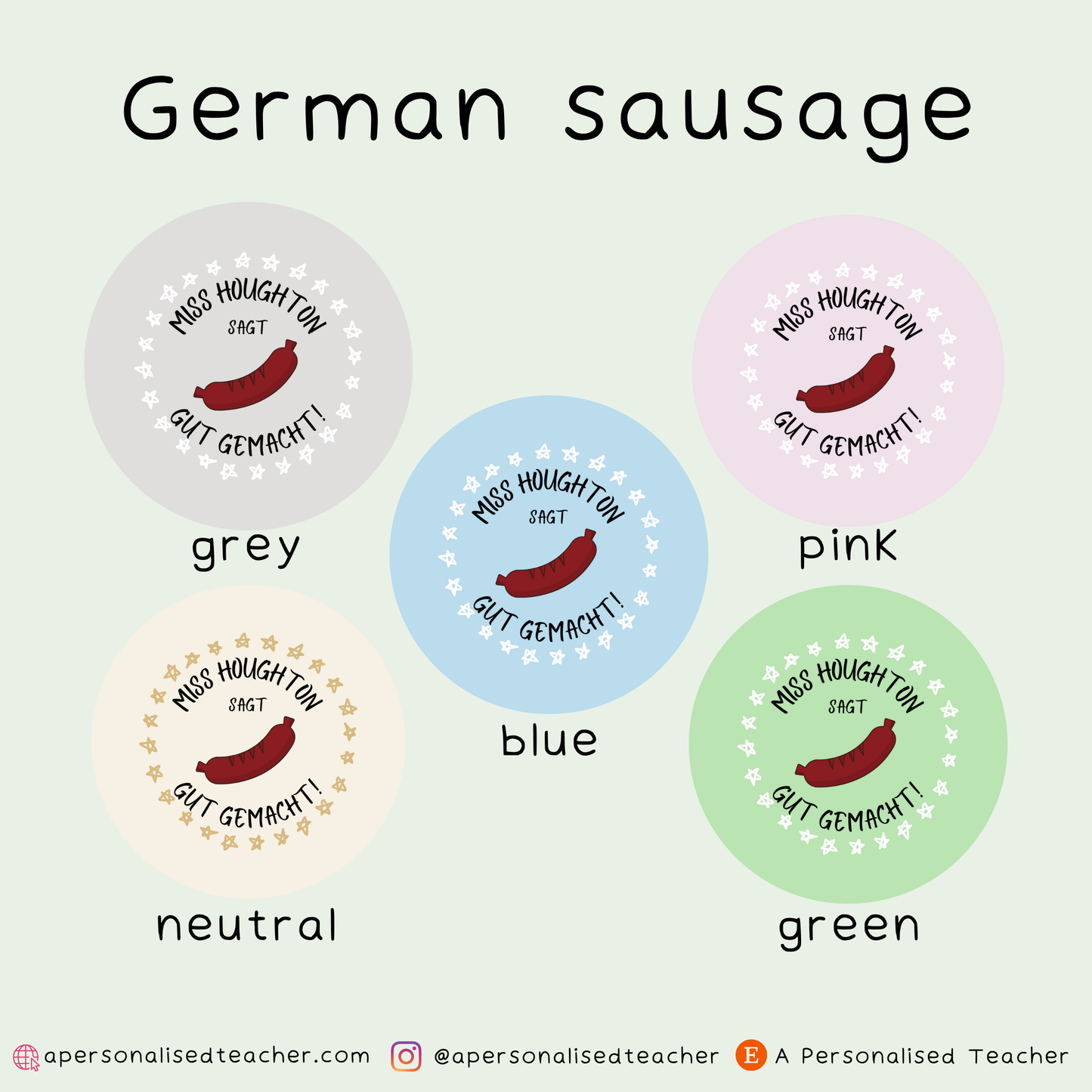 Personalised German Teacher Stickers