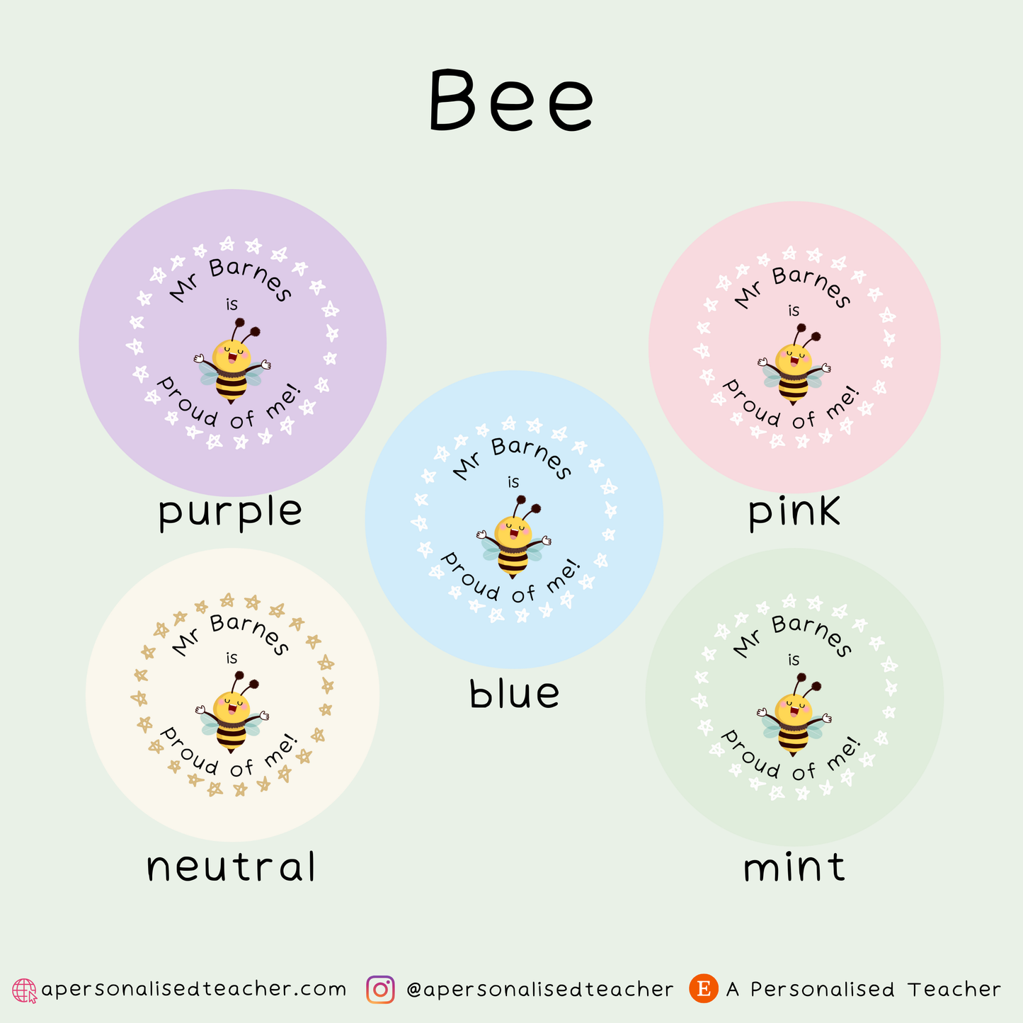 Personalised Proud Teacher Stickers