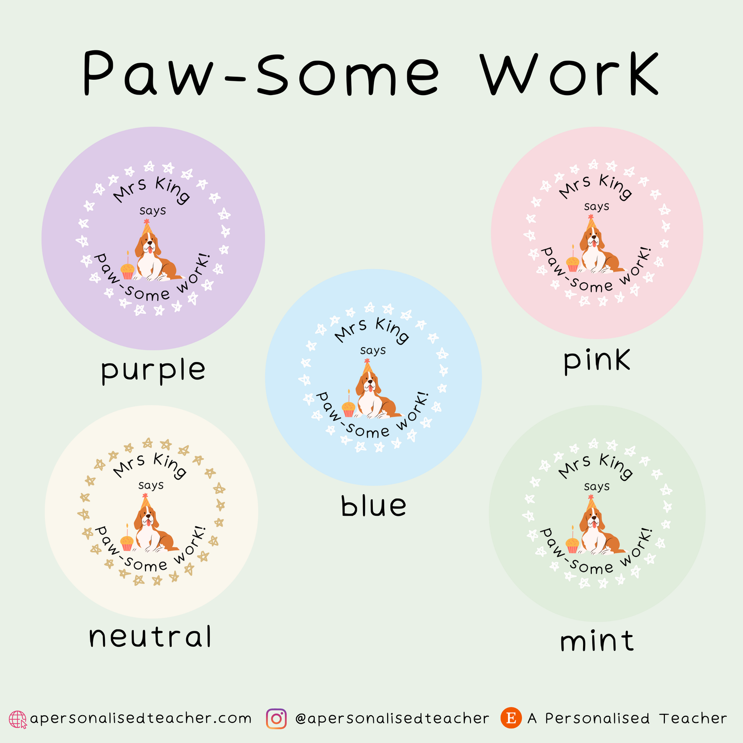 Personalised Punny Teacher Stickers
