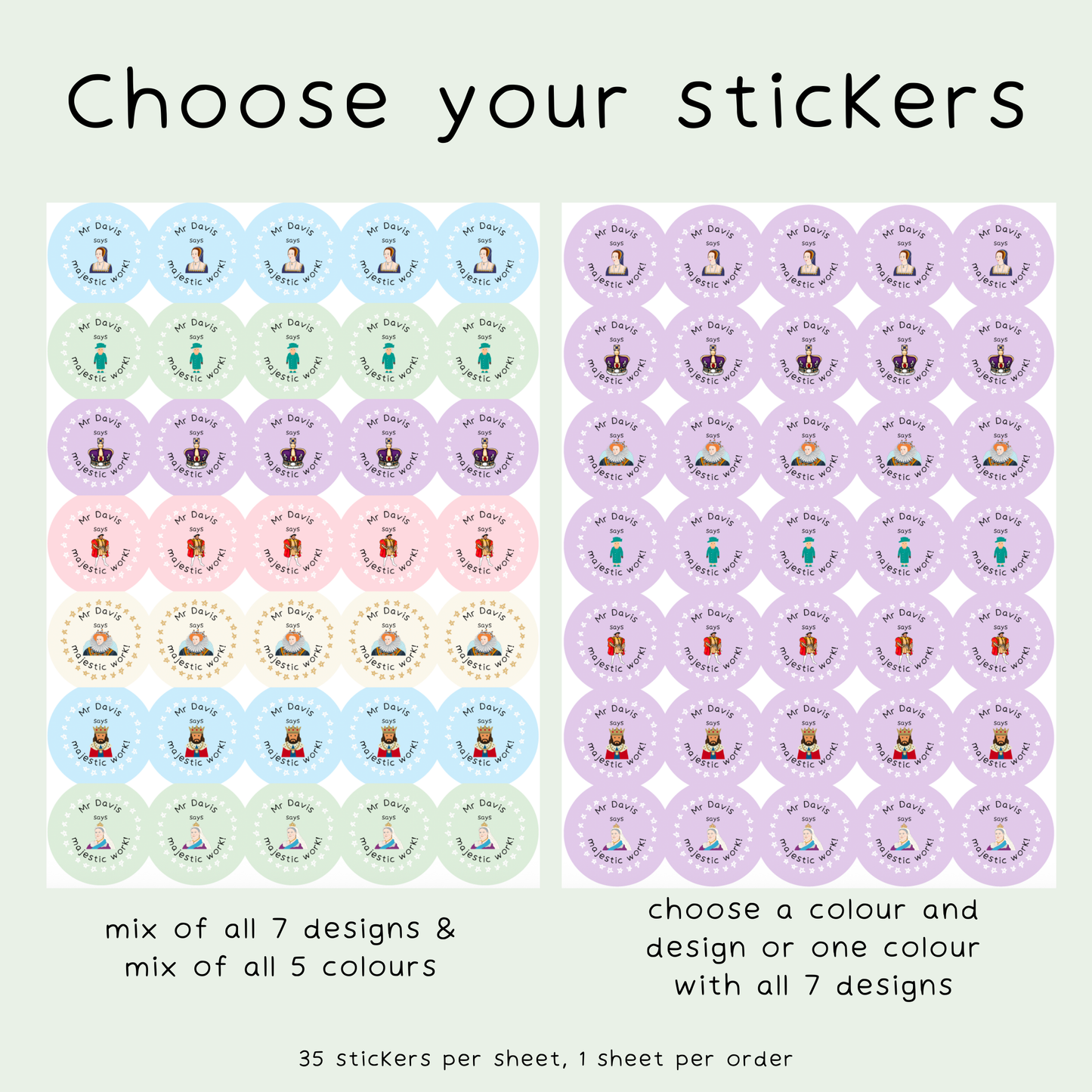 Personalised Monarch Teacher Stickers