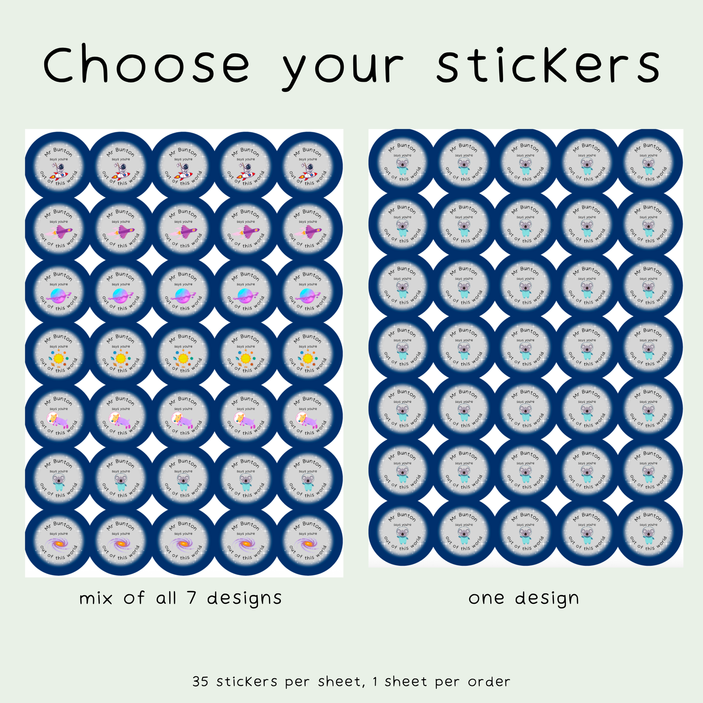Personalised Out of this World Space Themed Teacher Stickers