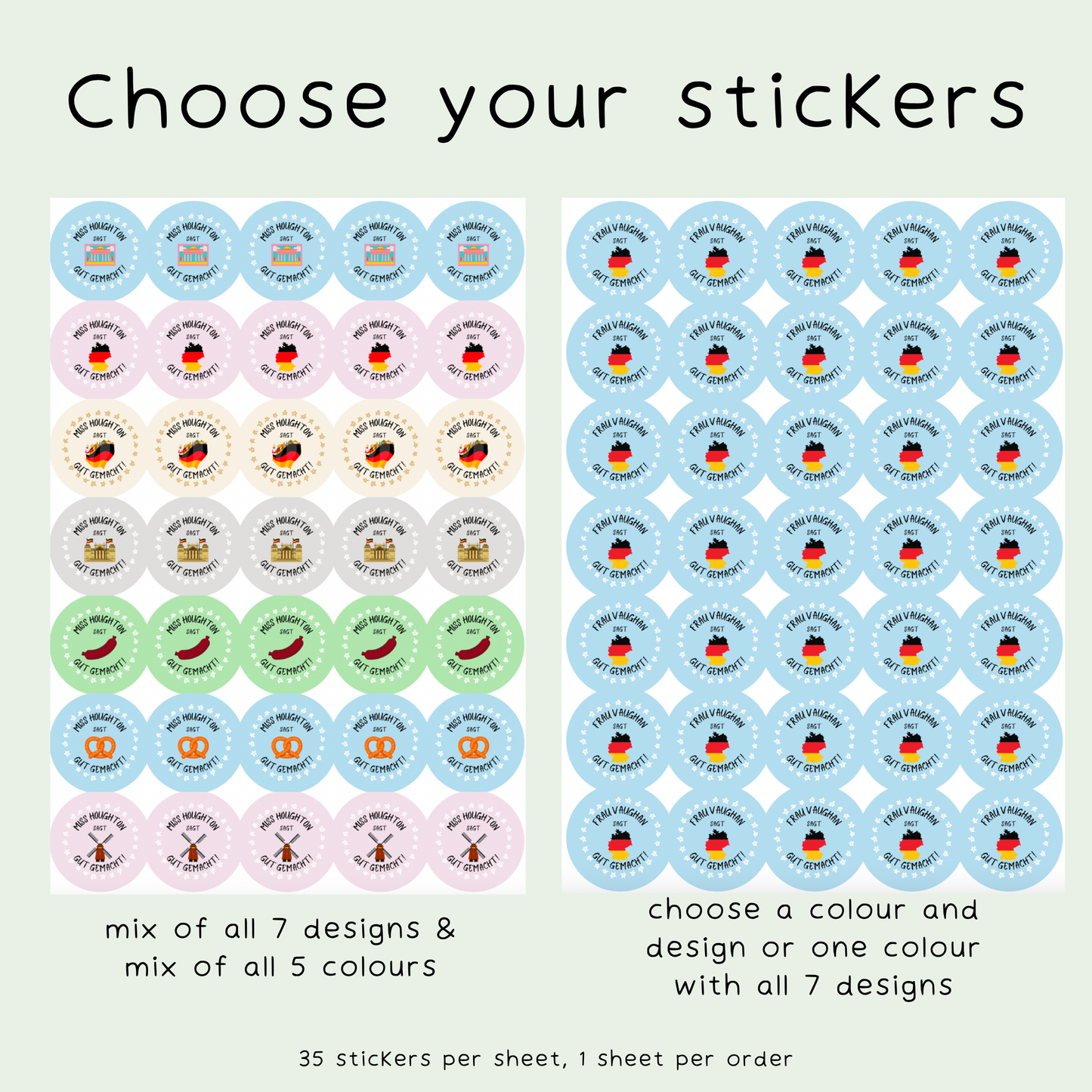 Personalised German Teacher Stickers