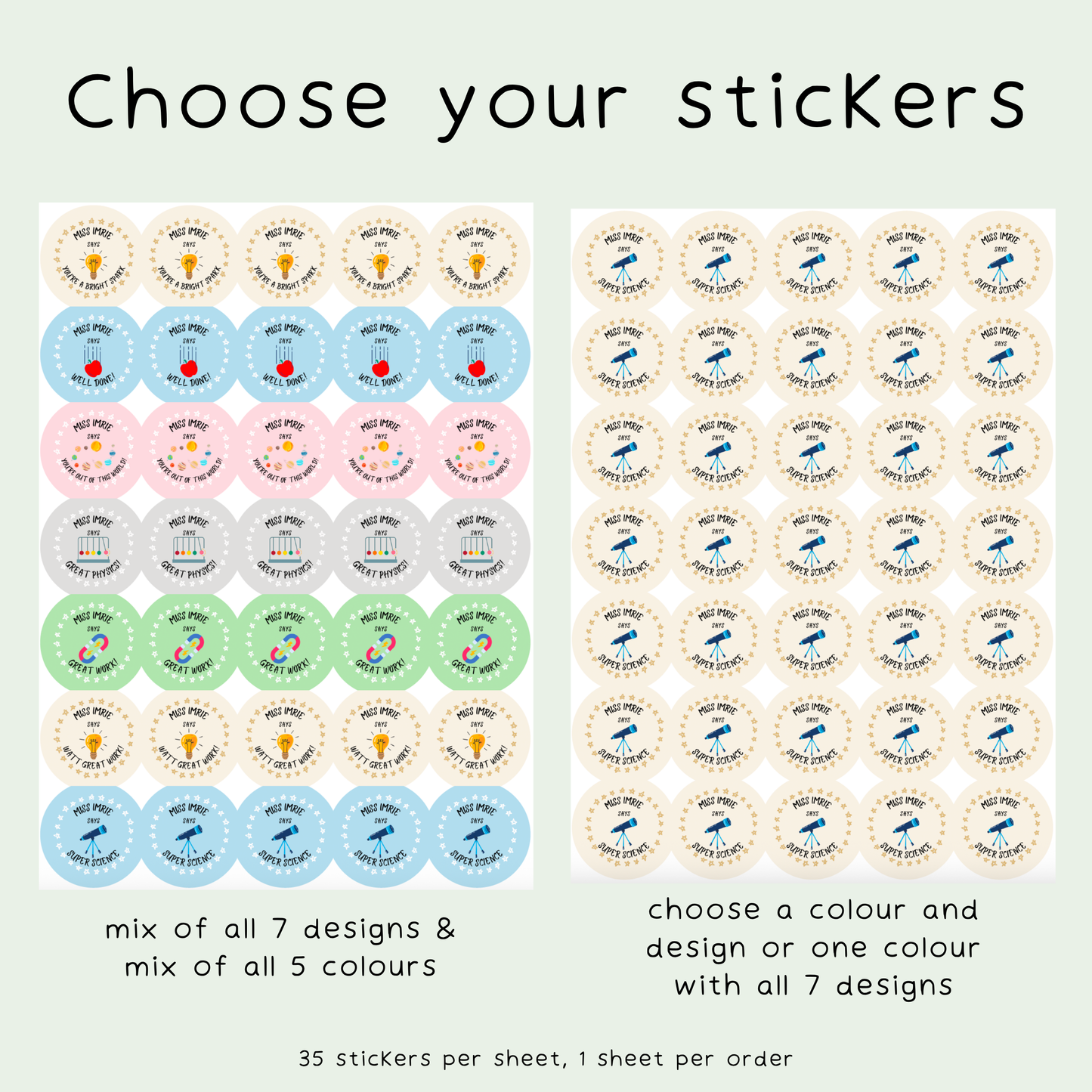Personalised Physics Teacher Stickers