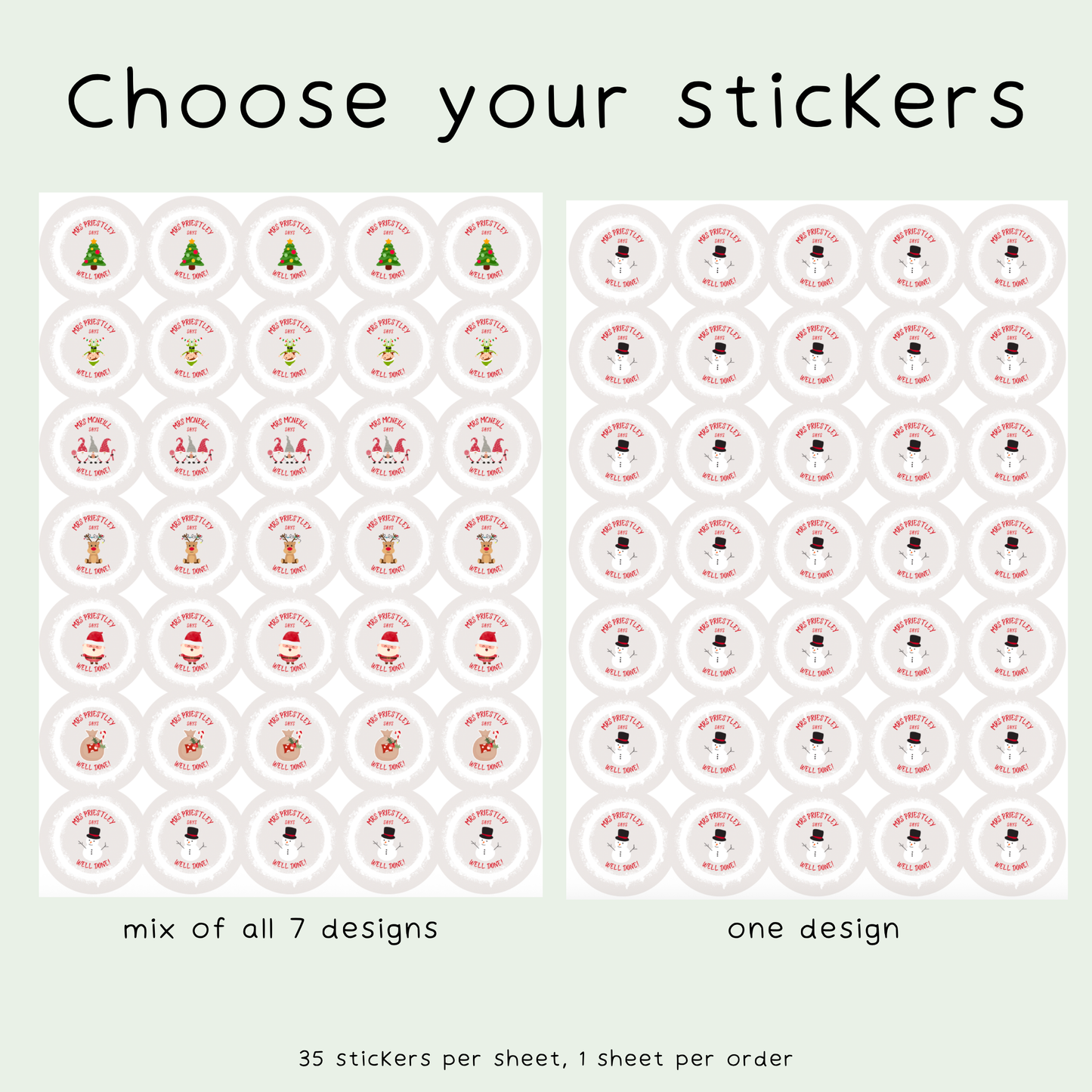 Personalised Christmas Teacher Stickers