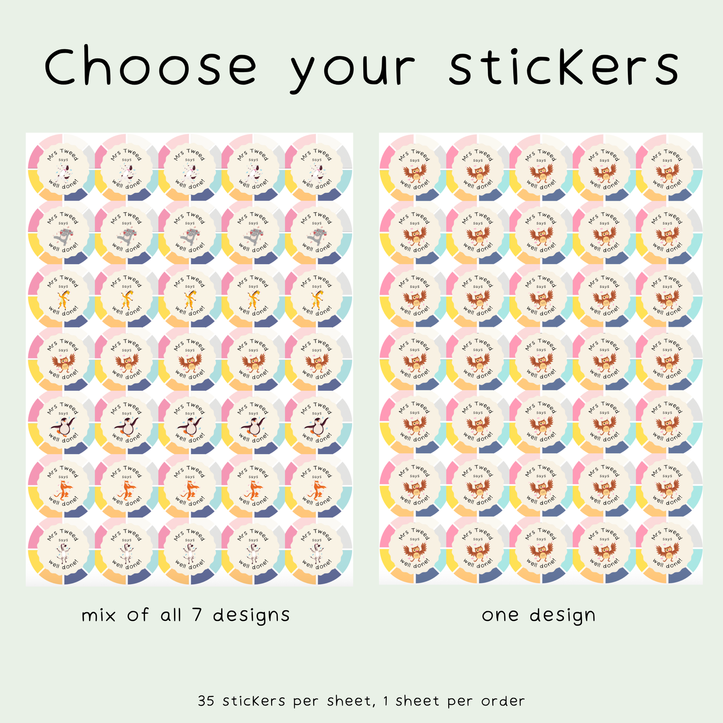 Personalised Dancing Animal Teacher Stickers