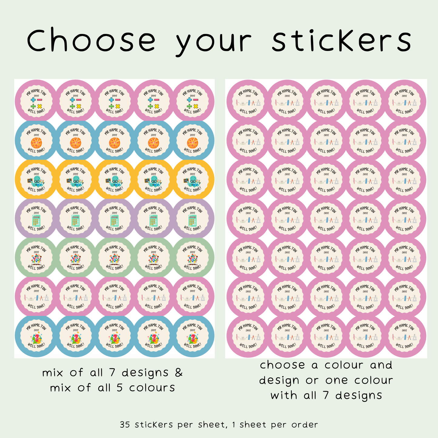 Personalised Maths Teacher Stickers