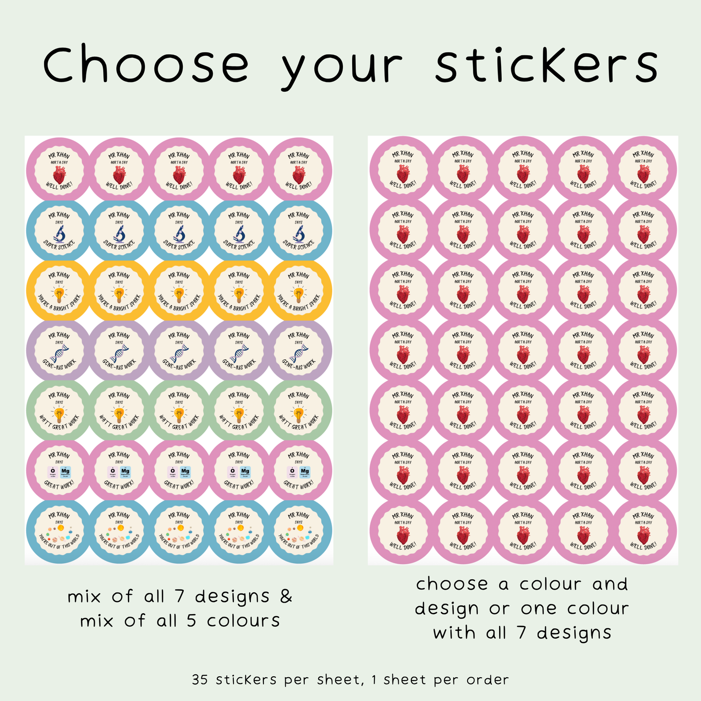 Personalised Science Teacher Stickers