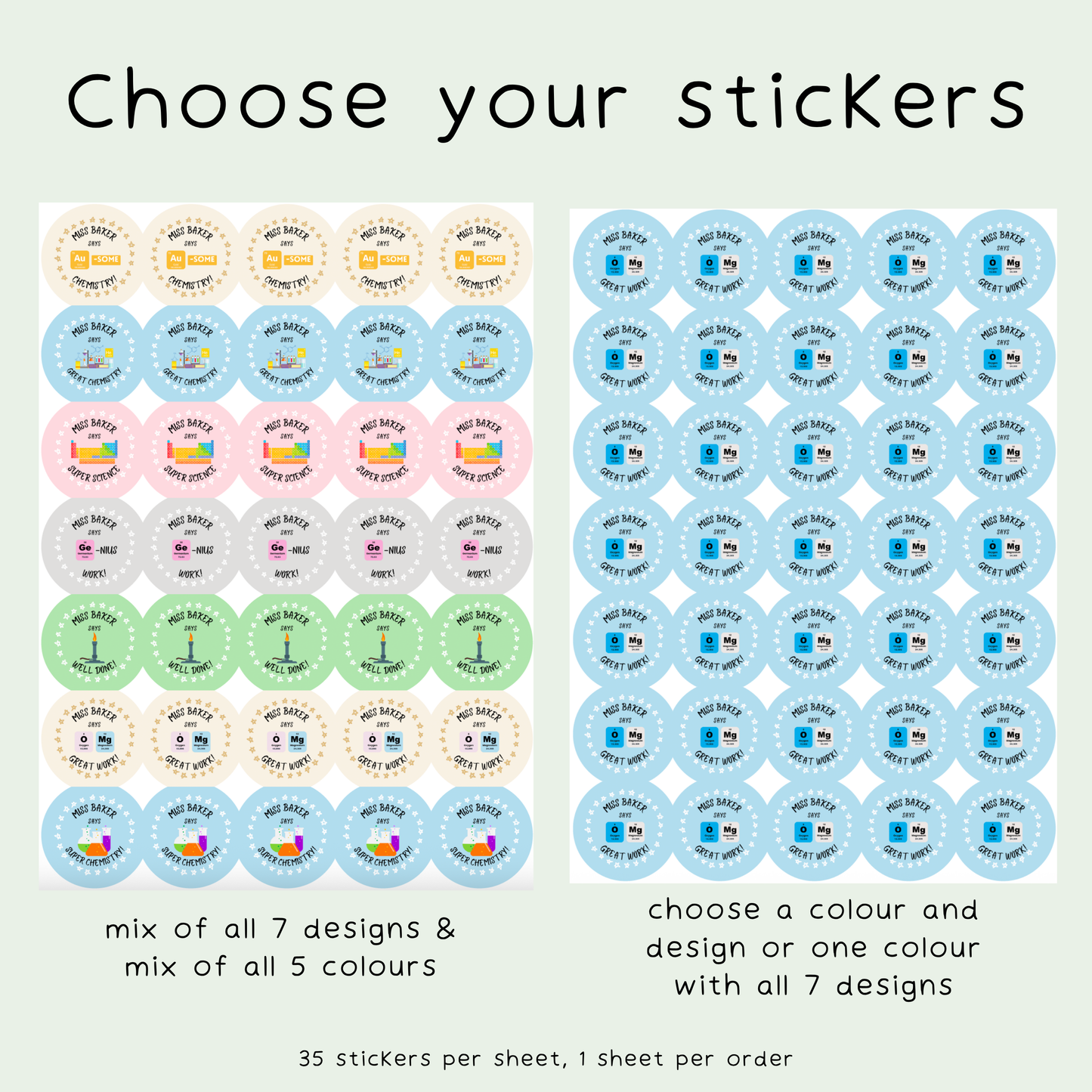 Personalised Chemistry Teacher Stickers