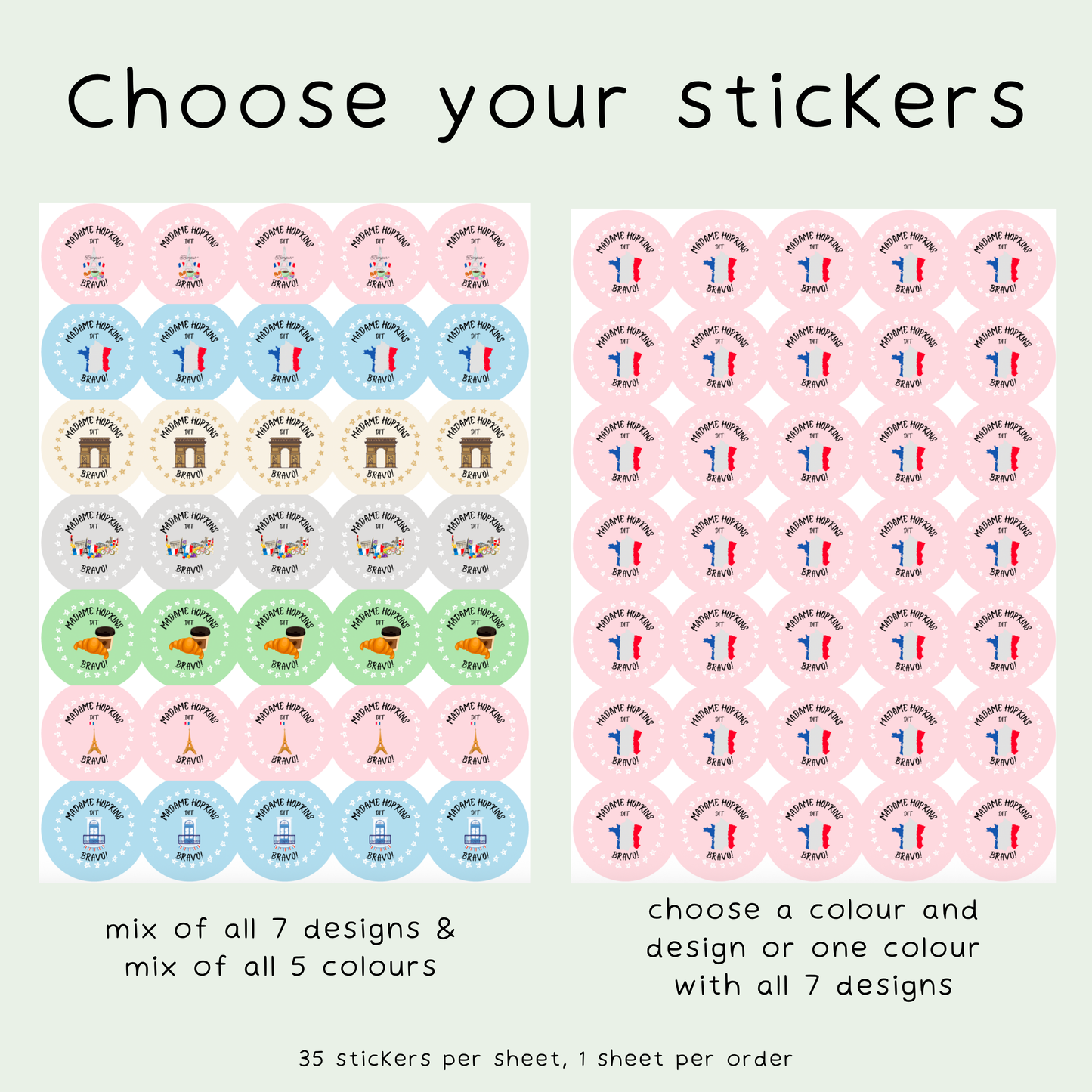 Personalised French Teacher Stickers