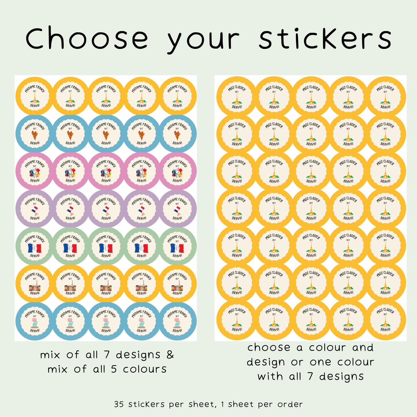 Personalised French Teacher Stickers