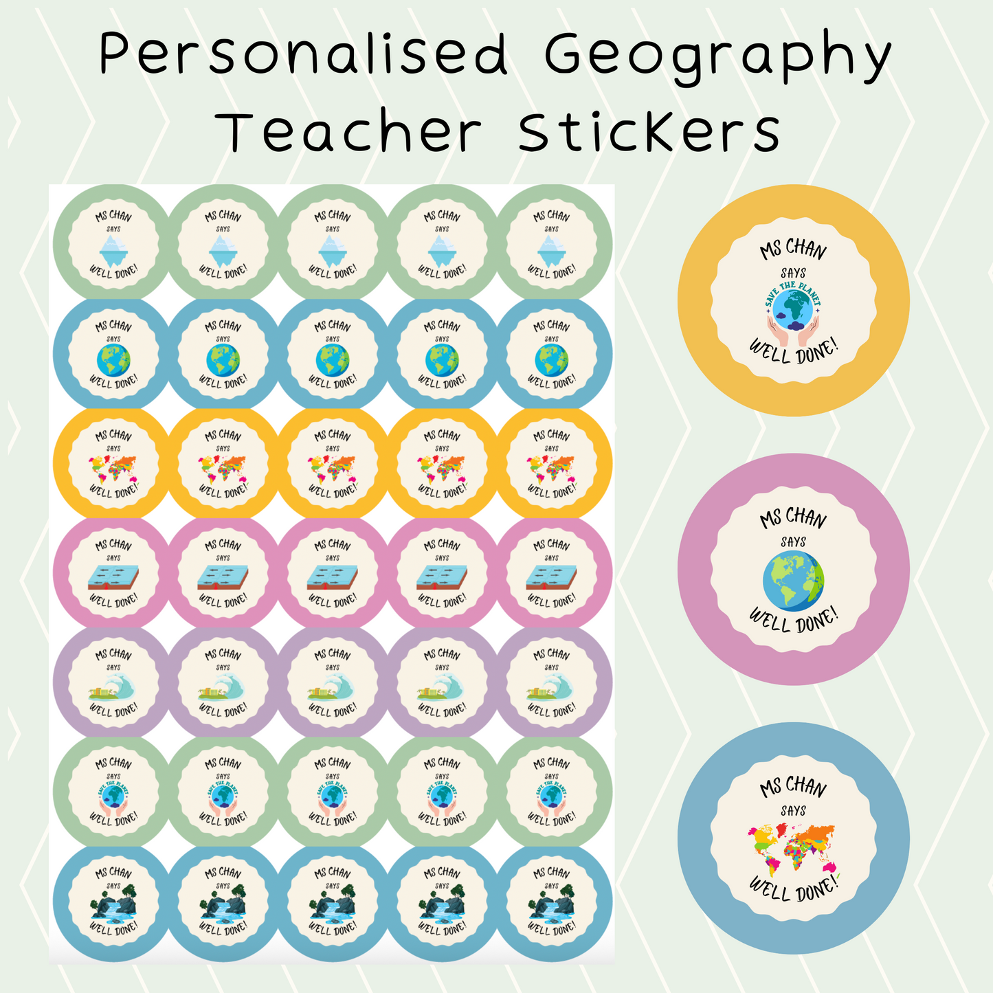 Personalised Geography Teacher Stickers