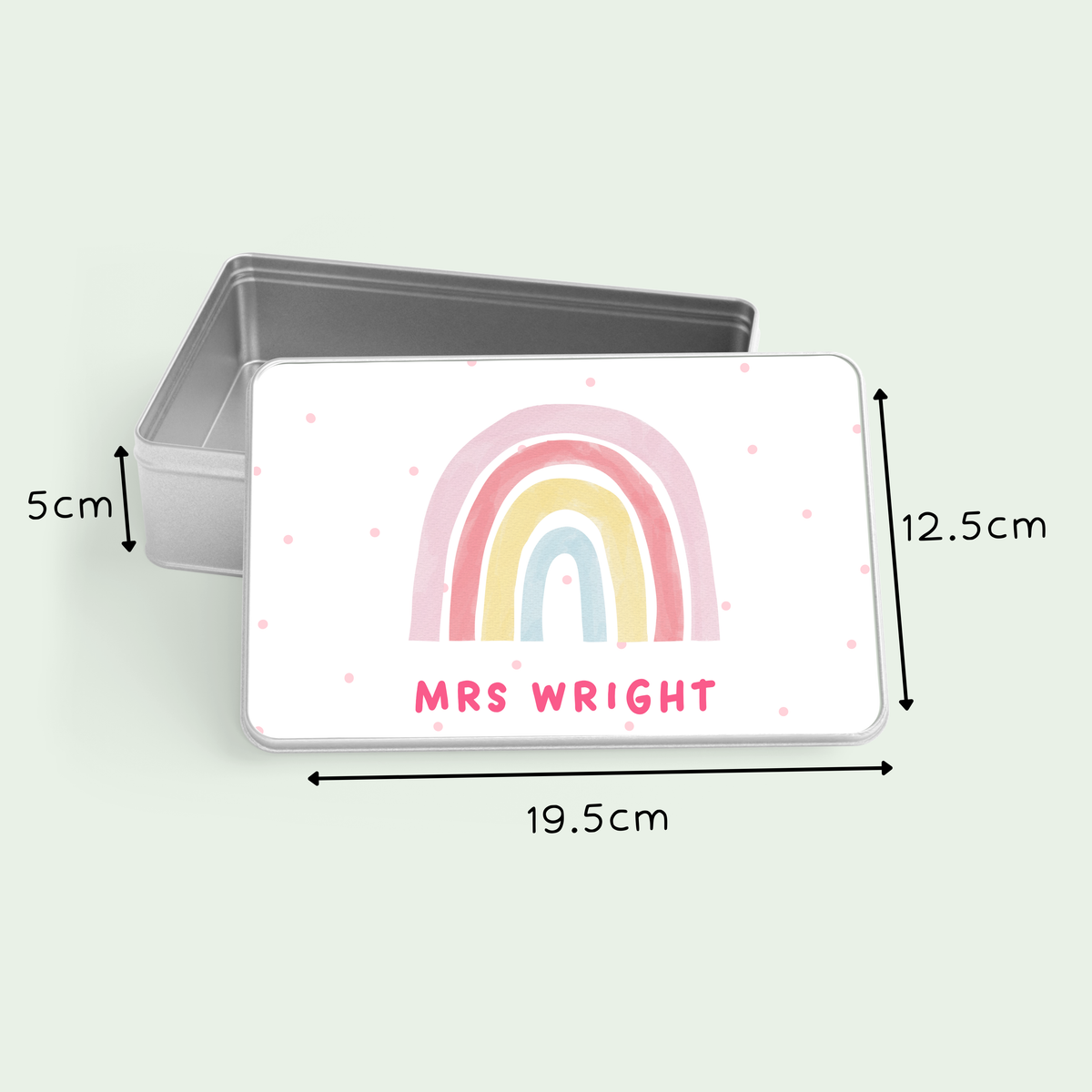 Rainbow personalised teacher gift tin