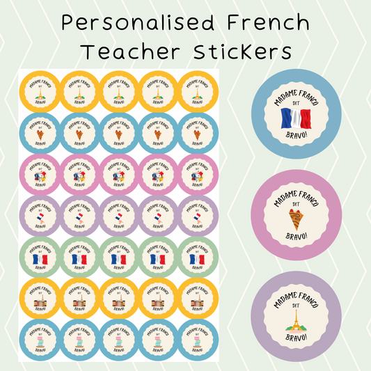Personalised French Teacher Stickers