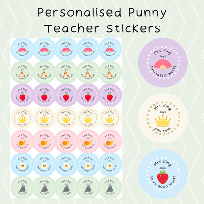 Personalised Punny Teacher Stickers
