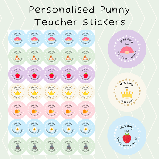 Personalised Punny Teacher Stickers