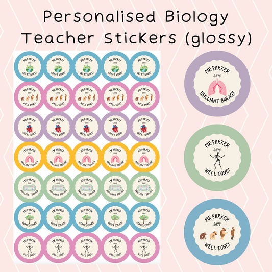 Personalised Biology Teacher Glossy Stickers