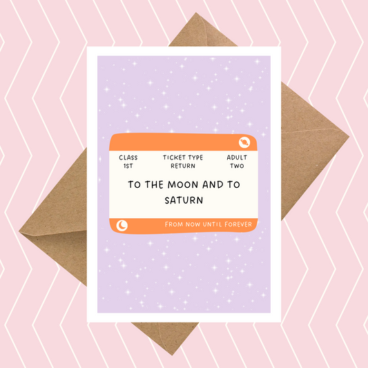 Taylor Swift Inspired Train Ticket to the Moon & Saturn Card