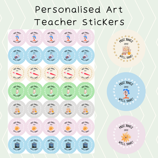 Personalised Art Teacher Reward Matte Stickers