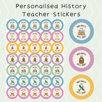 Personalised History Teacher Stickers
