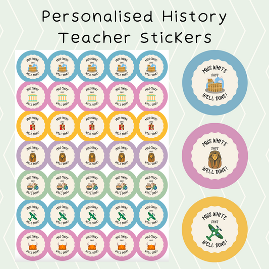 Personalised History Teacher Stickers