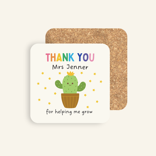 Personalised Helping me Grow Teacher Coaster